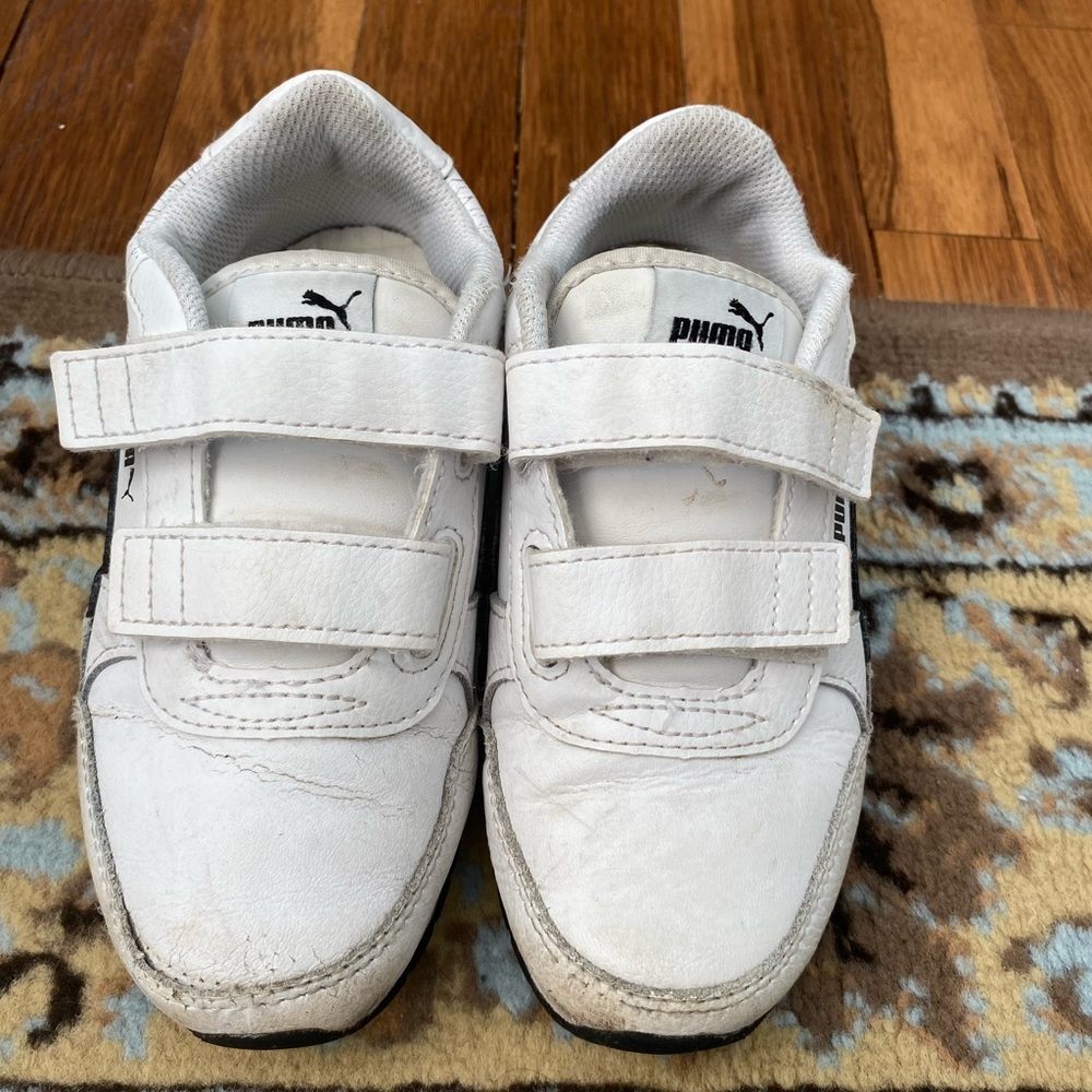 Puma Kids White Velcro Sneakers